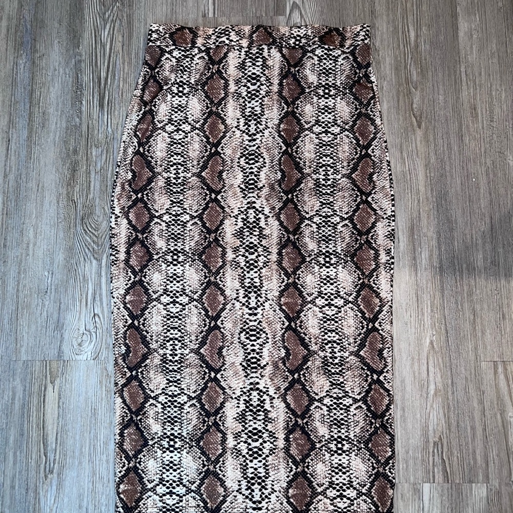 Snake skin midi skirt